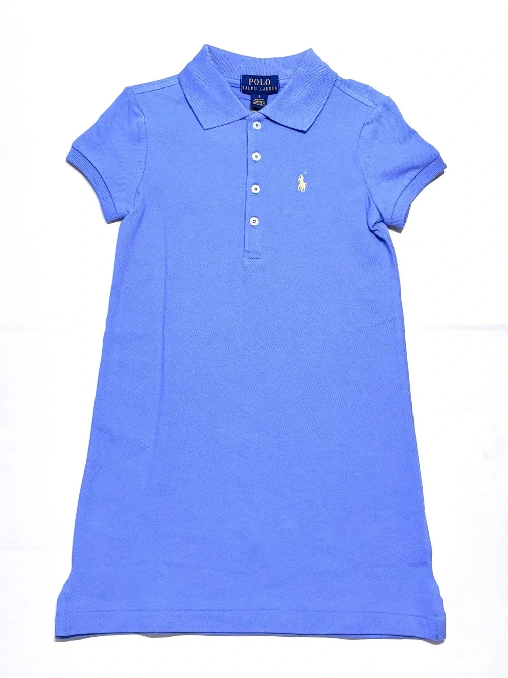 NEW Ralph Lauren Blue Short Sleeve Drop Waist Cotton Mesh Polo Dress Girl 5
